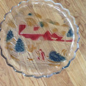 Beautiful Hand Painted Winter Estates 14" Round Platter